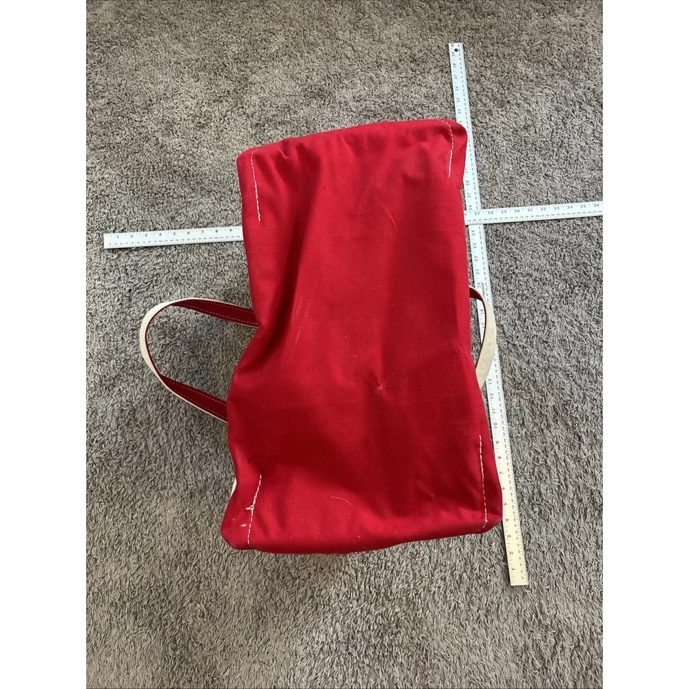 Vintage LL Bean Boat And Tote XL Jumbo Zip Top Bag Canvas Red Trim 1980s 1990s